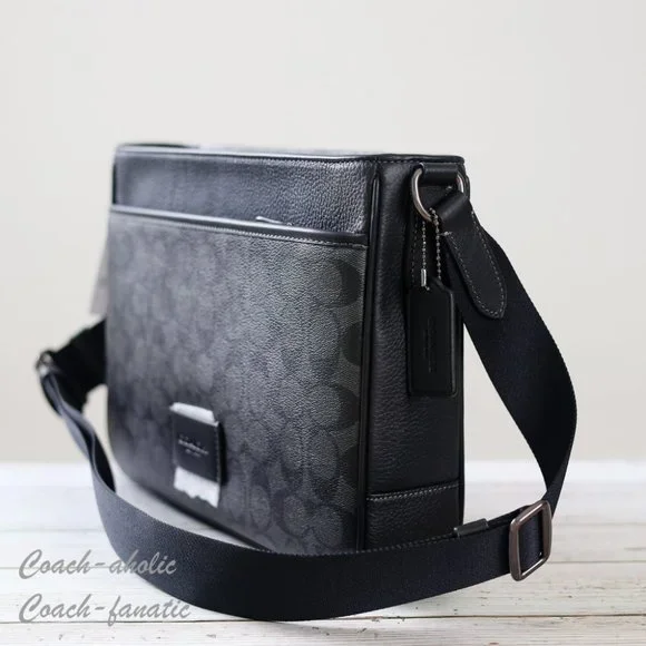 NWT Coach CH078 District Crossbody Signature Canvas & Leather Charcoal/Black - Picture 6 of 12